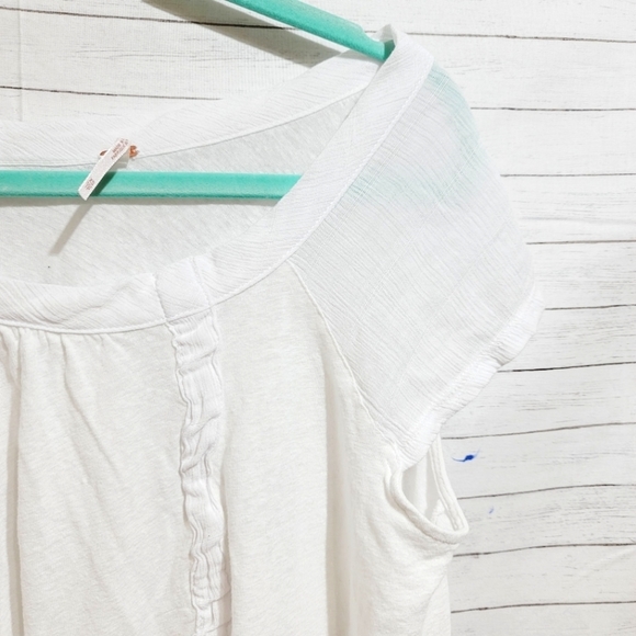 Free People White Keep It Casual Linen Blend Oversized T-Shirt, sz XS - Picture 10 of 12